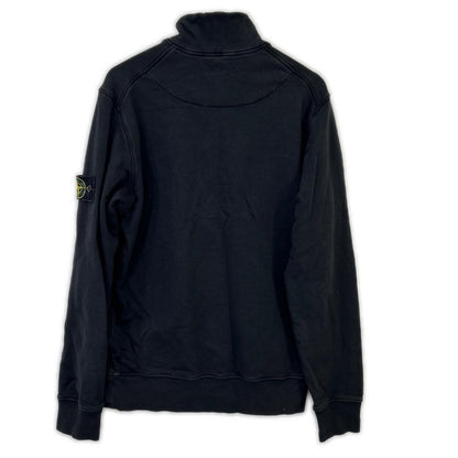 STONE ISLAND Black Cotton Compass Patch Half-Zip Sweatshirt Pullover Top