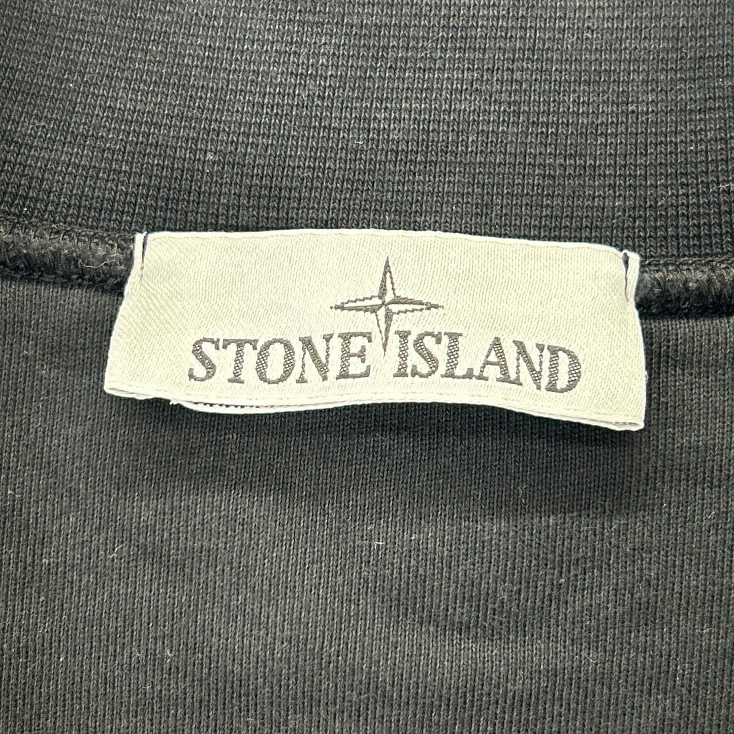 STONE ISLAND Black Cotton Compass Patch Half-Zip Sweatshirt Pullover Top