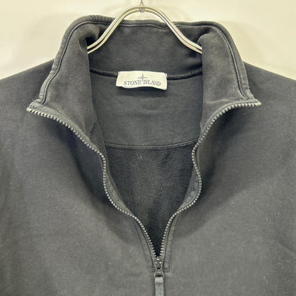 STONE ISLAND Black Cotton Compass Patch Half-Zip Sweatshirt Pullover Top