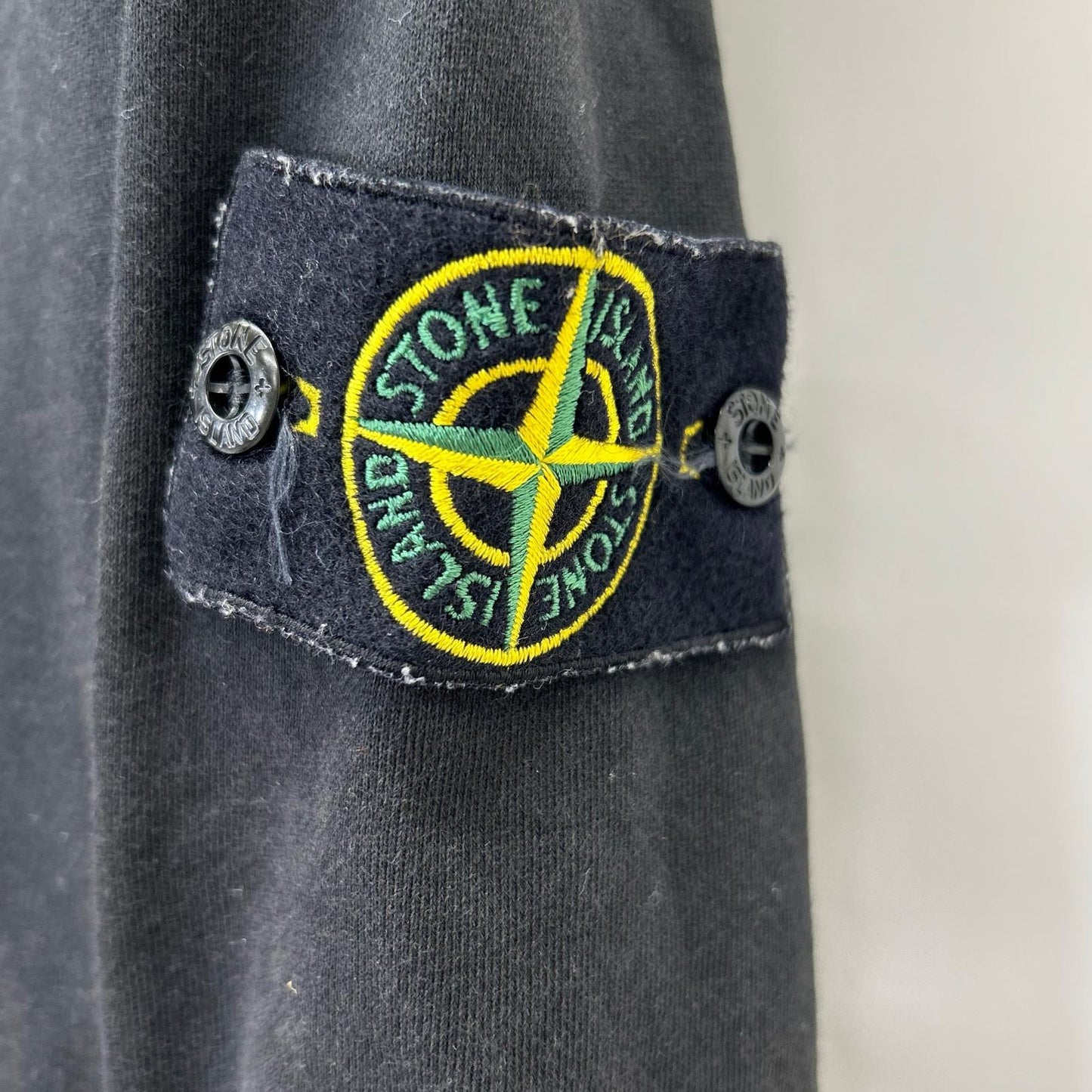 STONE ISLAND Black Cotton Compass Patch Half-Zip Sweatshirt Pullover Top