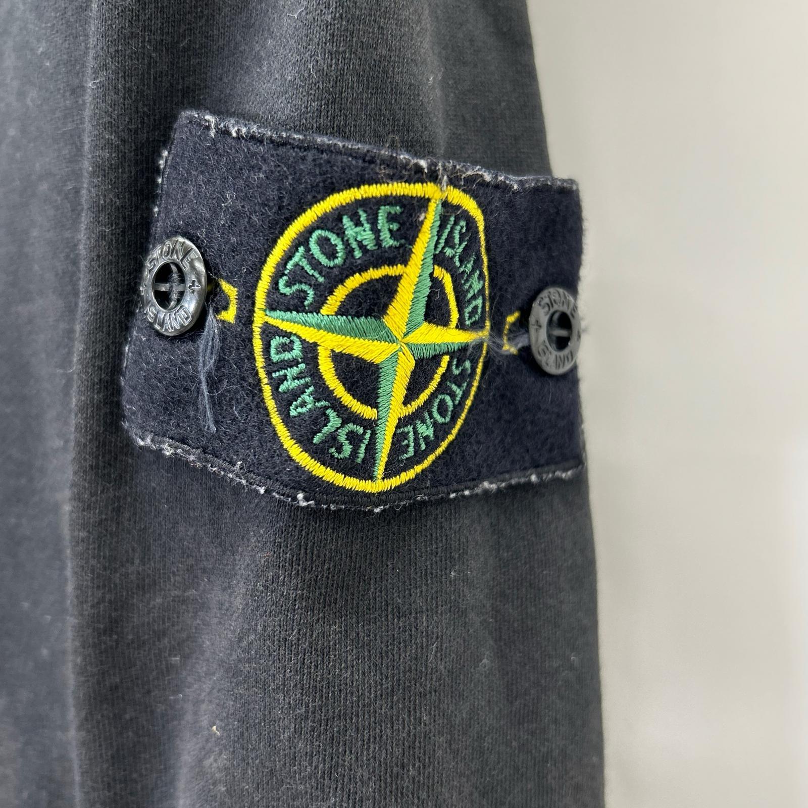STONE ISLAND Black Cotton Compass Patch Half-Zip Sweatshirt Pullover Top