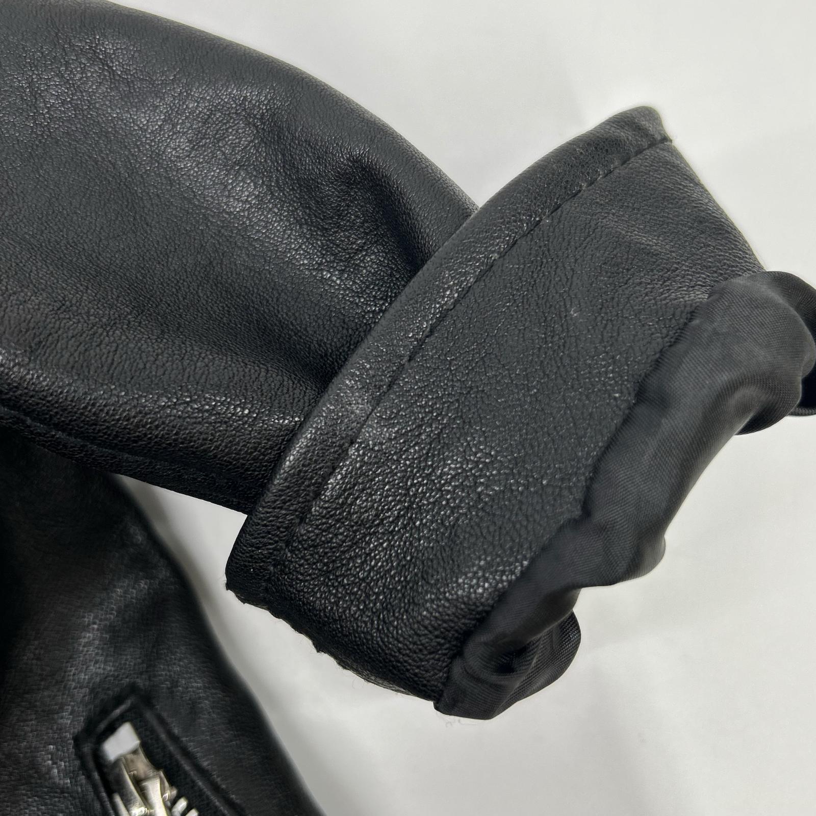 3191052 Black Lamb Leather Wappen Jacket S Men's
