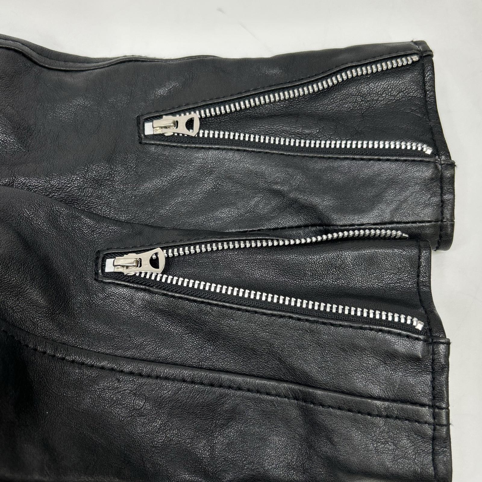 3191052 Black Lamb Leather Wappen Jacket S Men's