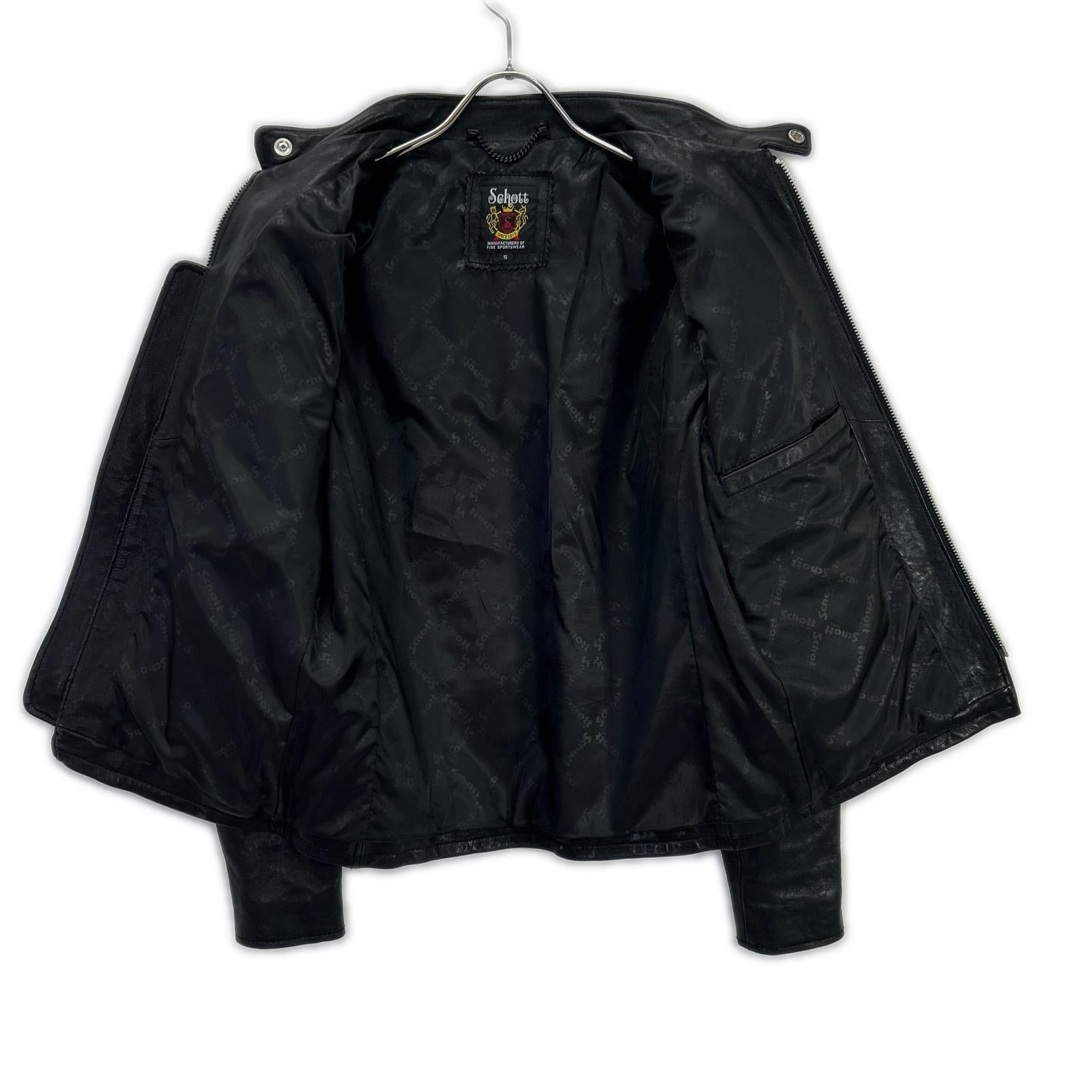 3191052 Black Lamb Leather Wappen Jacket S Men's