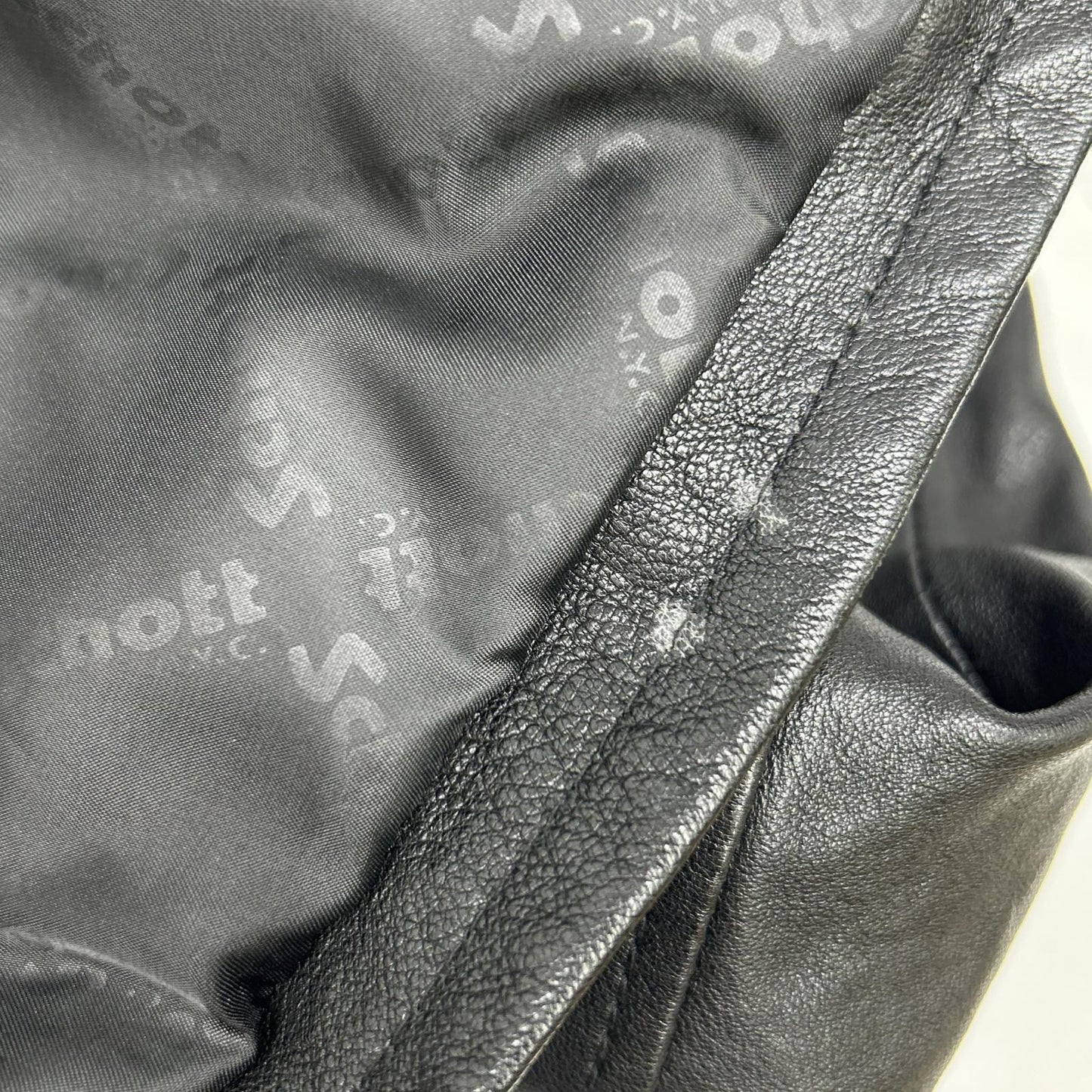 3191052 Black Lamb Leather Wappen Jacket S Men's