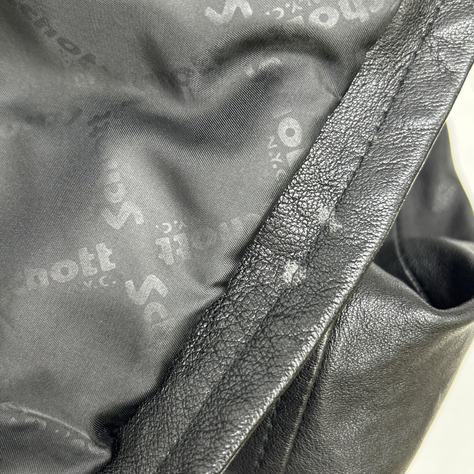 3191052 Black Lamb Leather Wappen Jacket S Men's