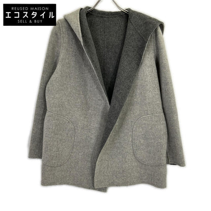 GRAY Wool-Cashmere Hooded Coat for Women