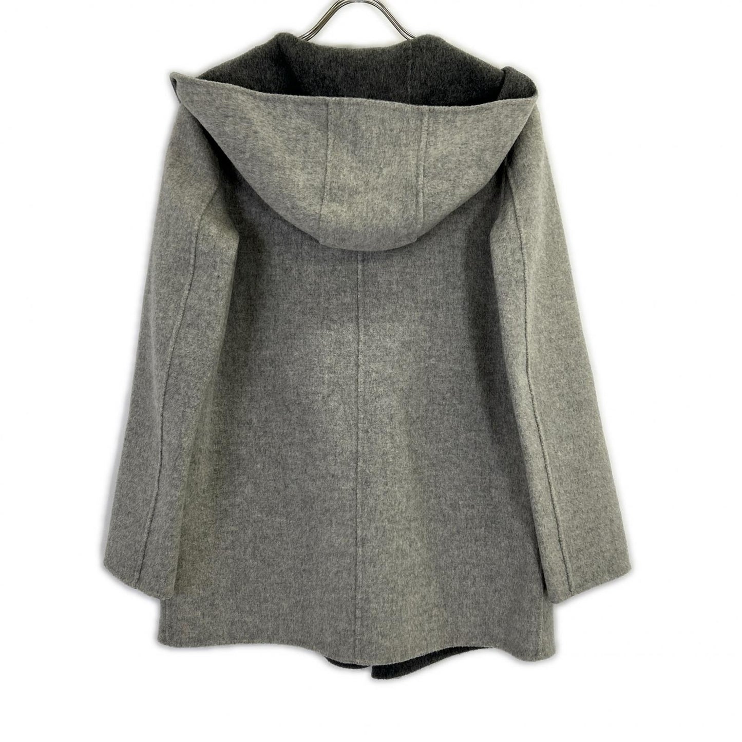 GRAY Wool-Cashmere Hooded Coat for Women
