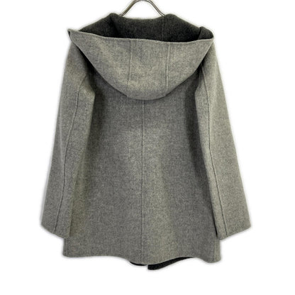 GRAY Wool-Cashmere Hooded Coat for Women