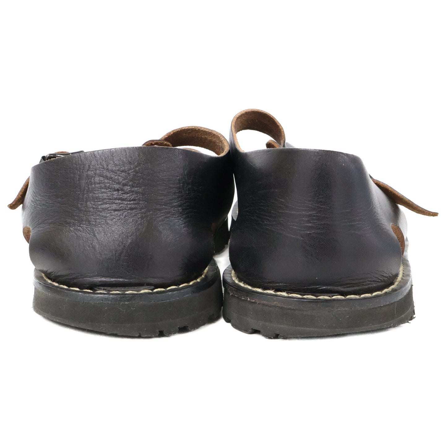Black Vibram Sole Leather Ghillie Sandals Shoes 27 Men's