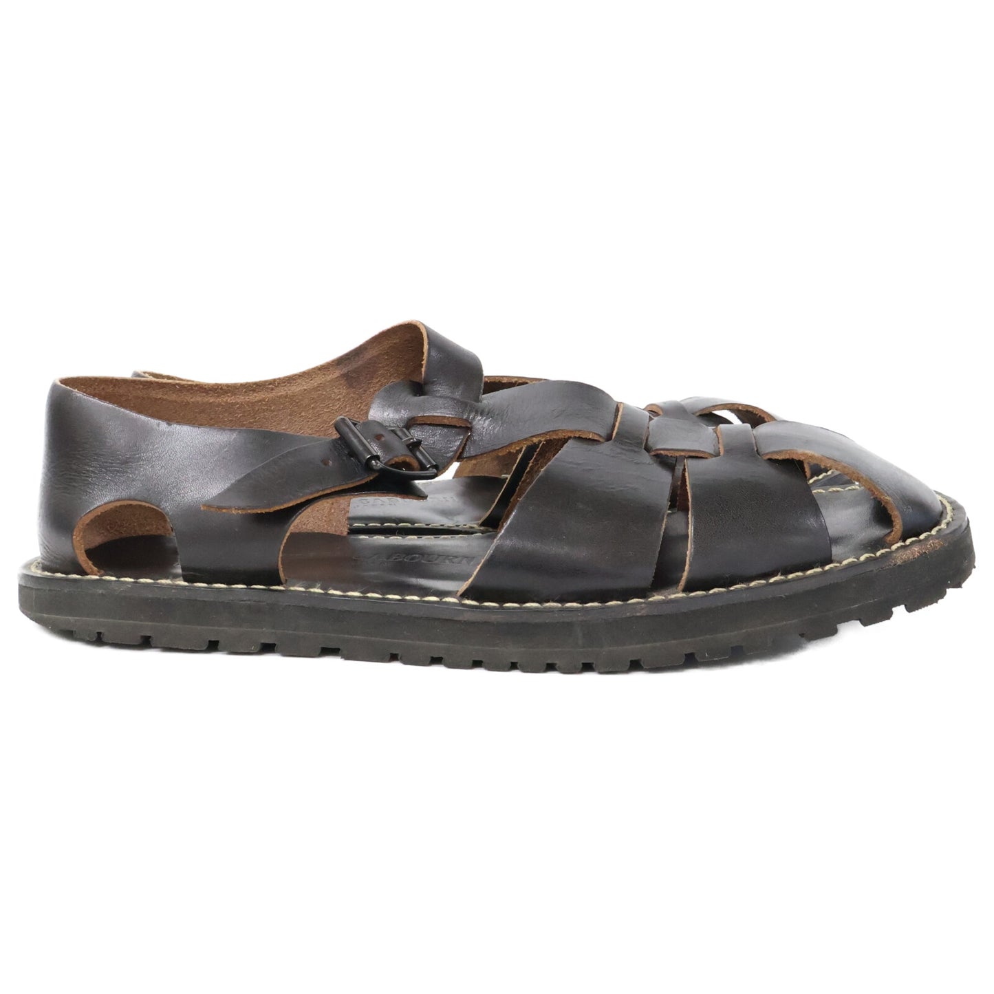 Black Vibram Sole Leather Ghillie Sandals Shoes 27 Men's
