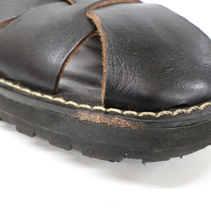 Black Vibram Sole Leather Ghillie Sandals Shoes 27 Men's