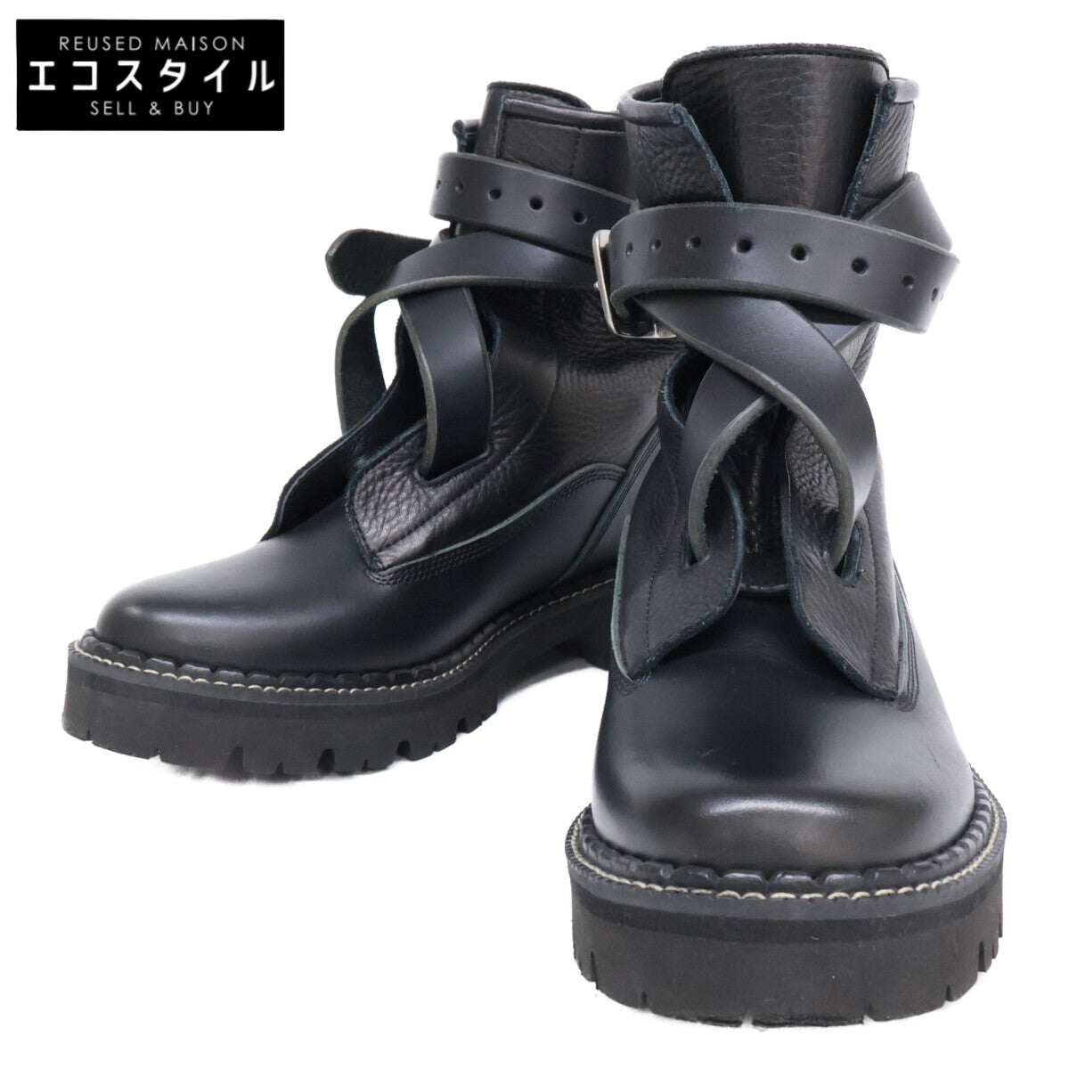 Y's ワイズ 20AW YR-E04-704 COMBI LEATHER BELT BOOTS コンビ レザー ベルト ブーツ/ シューズ