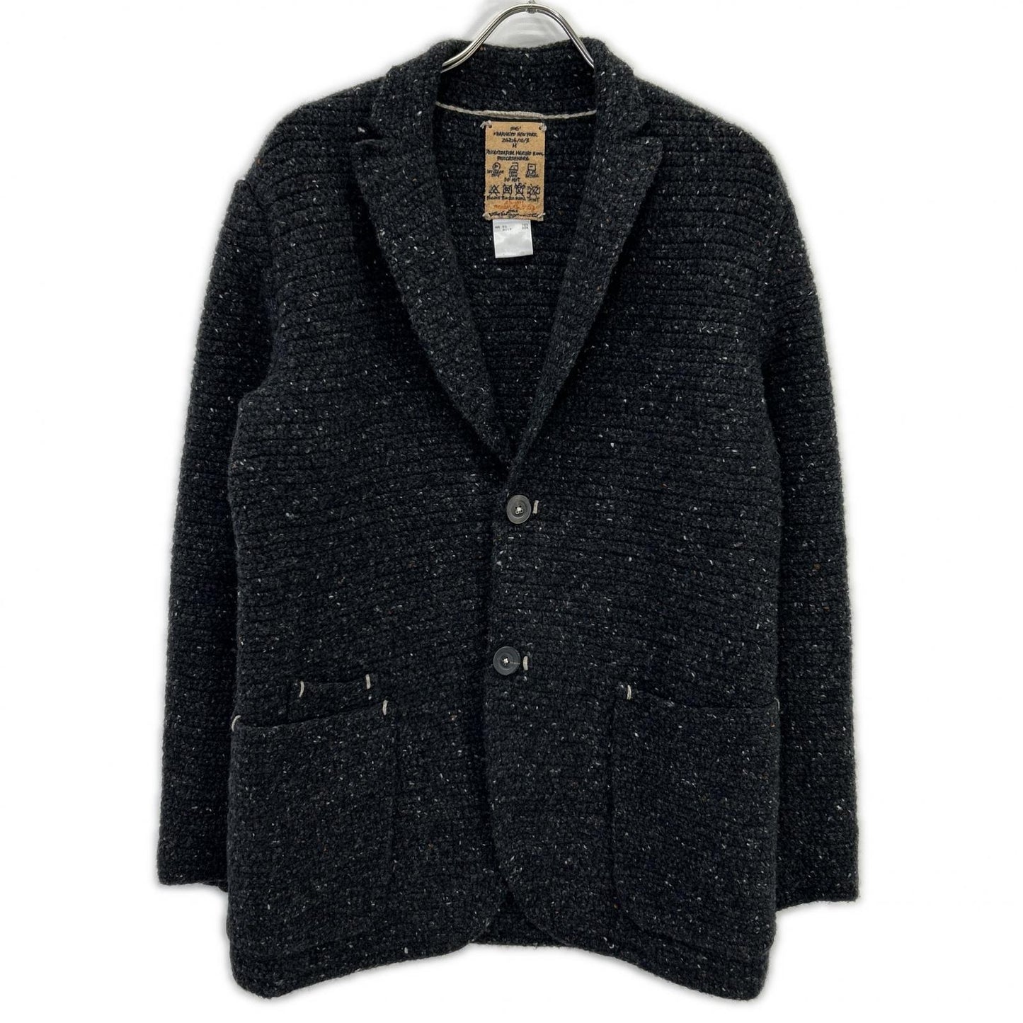 BARNEYS NEWYORK バーニーズニューヨーク 24214/10/3 グレー カシミヤ×エクストラファインメリノウール ハンドニットボタンジャケット ジャケット