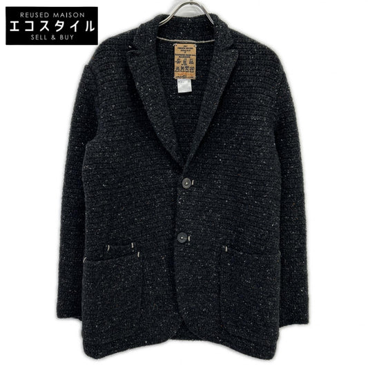 BARNEYSNEWYORK バーニーズニューヨーク 24214/10/3 グレー カシミヤ×エクストラファインメリノウール ハンドニットボタンジャケット ジャケット