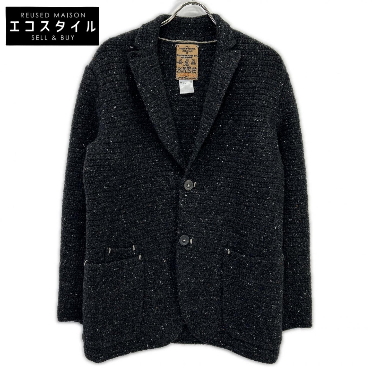 BARNEYS NEWYORK バーニーズニューヨーク 24214/10/3 グレー カシミヤ×エクストラファインメリノウール ハンドニットボタンジャケット ジャケット