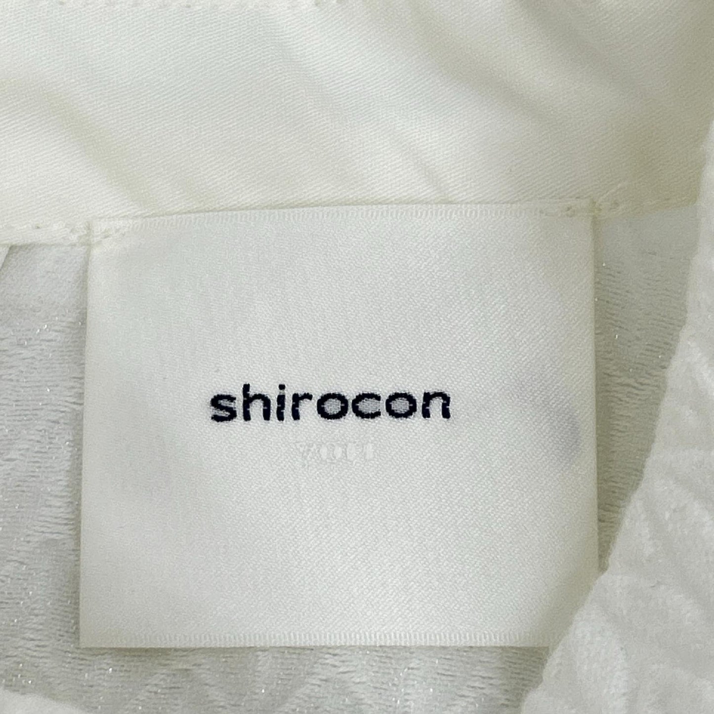 shirocon 白金 24SS SC21-24008SP 白色 棉混心形提花袖口系带套头衬衫 上衣