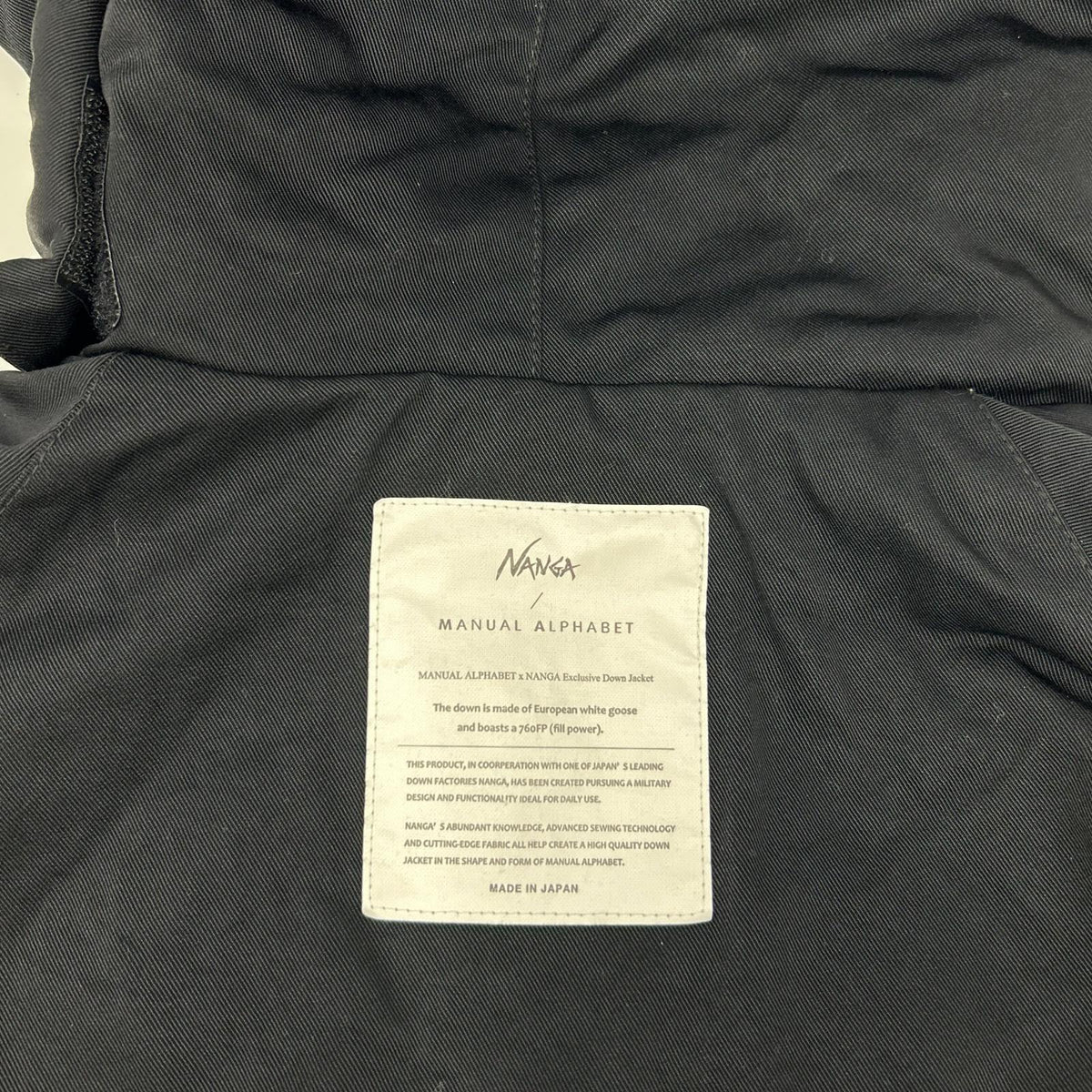 NANGA Nanga [× MANUAL ALPHABET] MA-J-341 Black CITY SLICKER DOWN COAT Coat