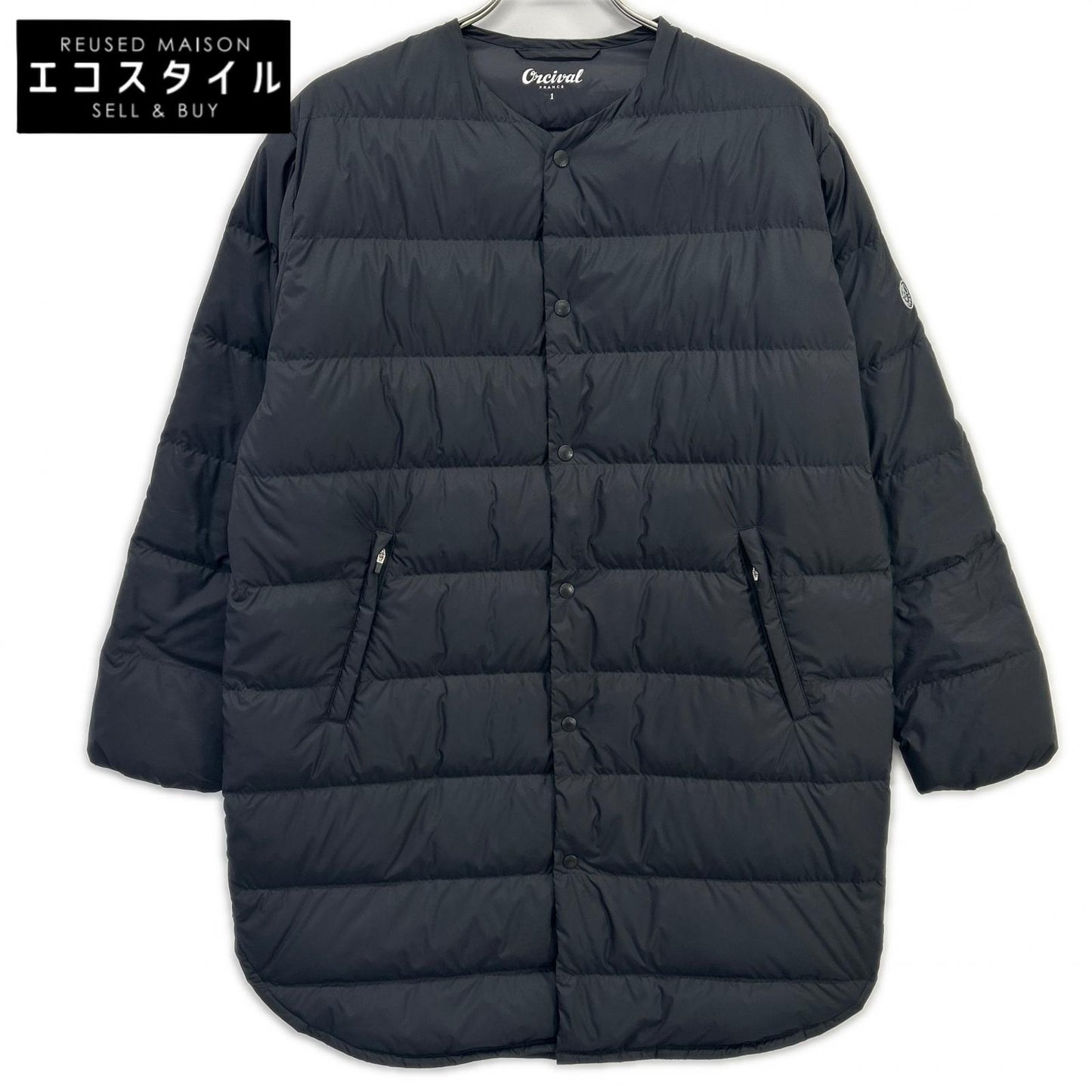 OR-A0221 BLACK Collarless Quilted Down Coat 1 Ladies