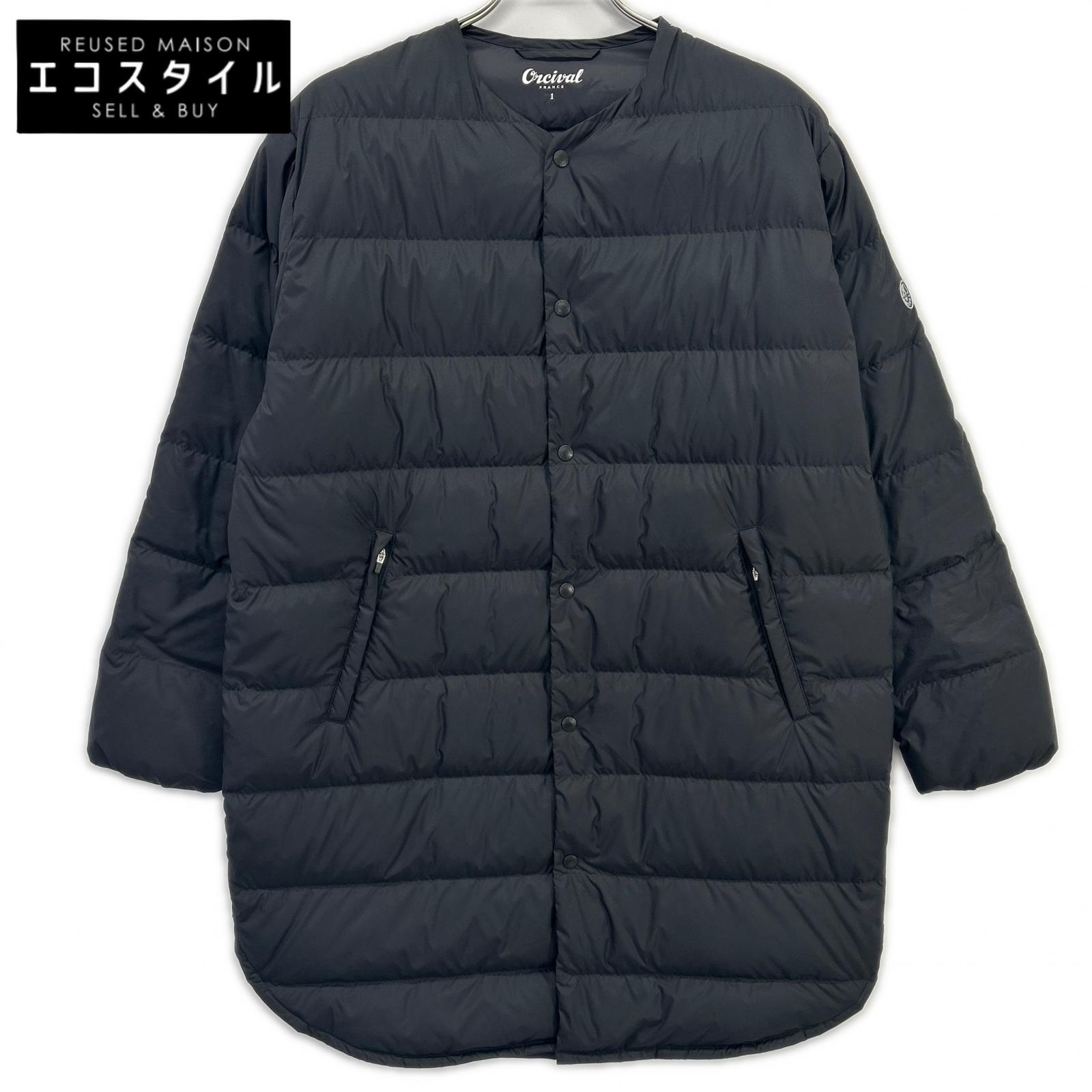 OR-A0221 BLACK Collarless Quilted Down Coat 1 Ladies