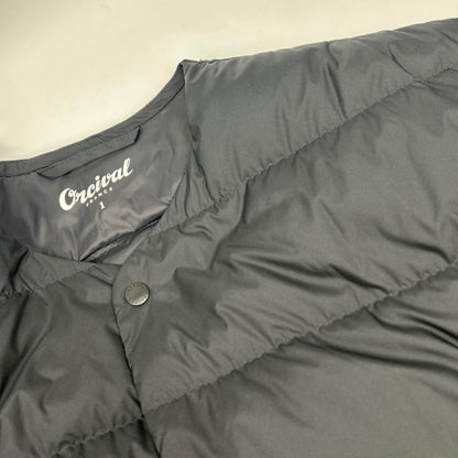 OR-A0221 BLACK Collarless Quilted Down Coat 1 Ladies