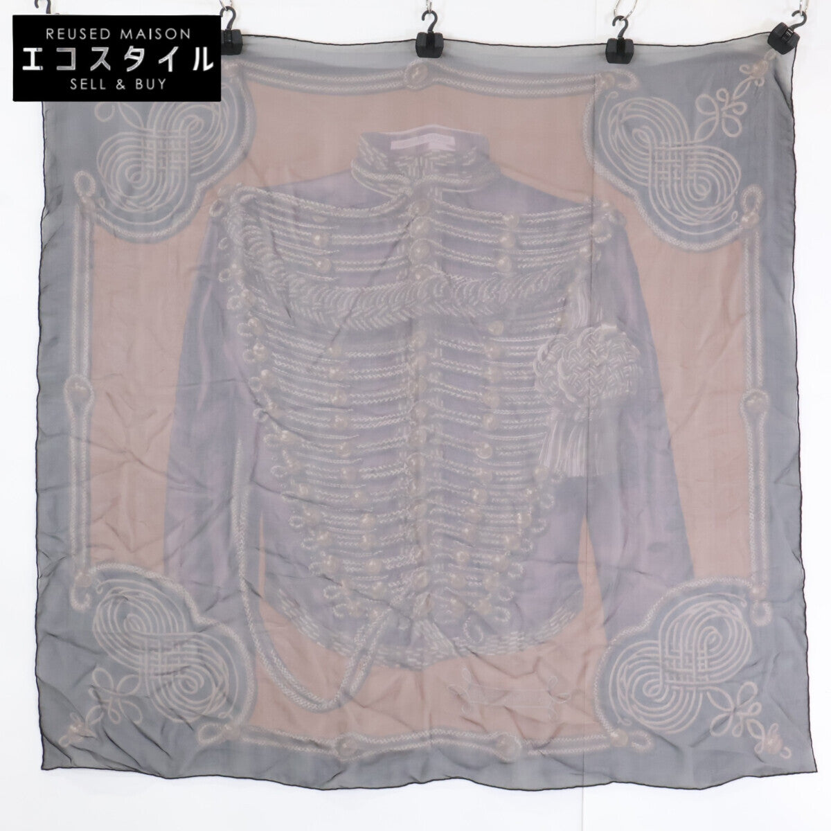 HERMES エルメス BRANDEBOURGS シアー カレ90 シルク スカーフ
