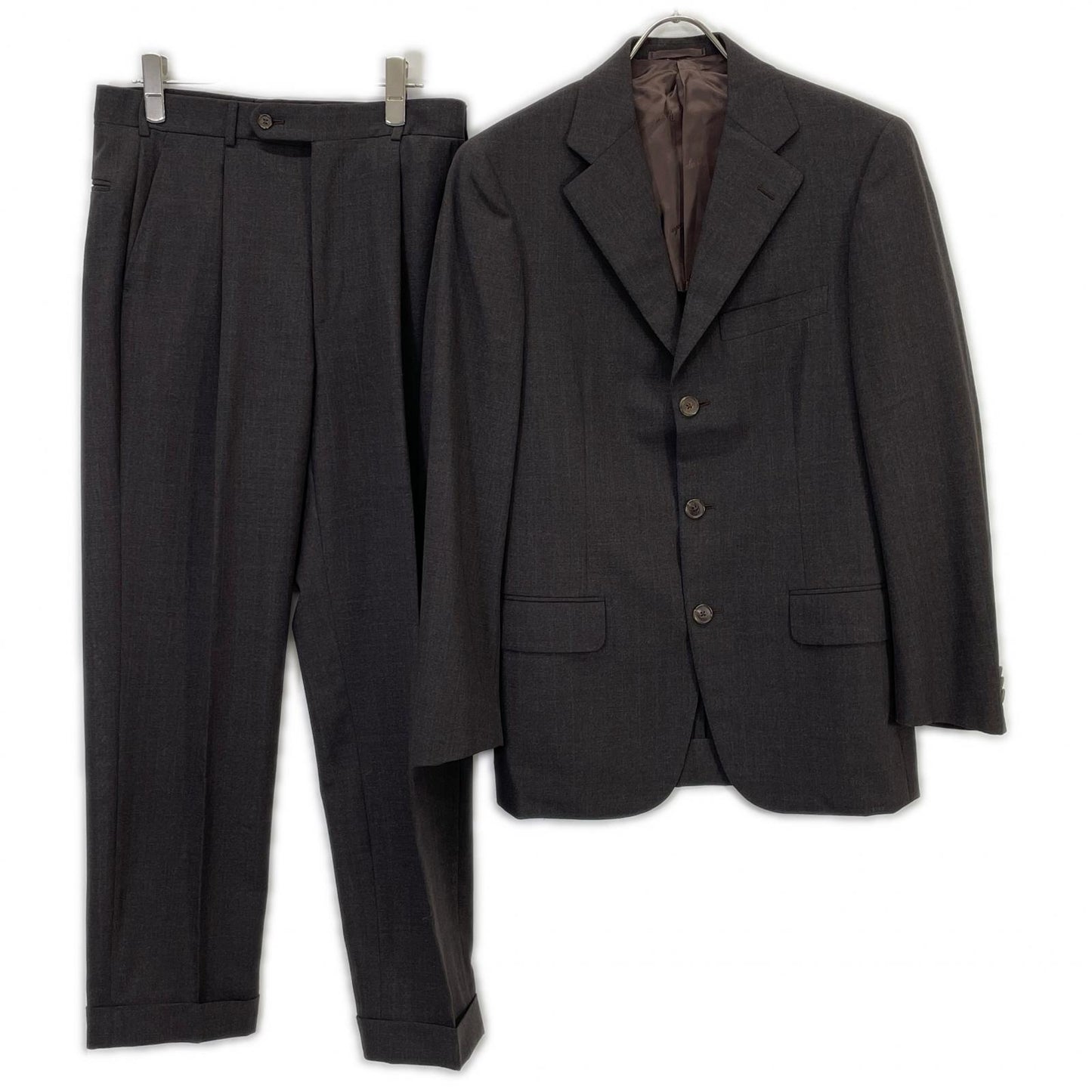 Belvest 贝尔维斯特 【Barneys New York特别定制】深棕色羊毛条纹SUPER 140S三扣西服套装 西服套装