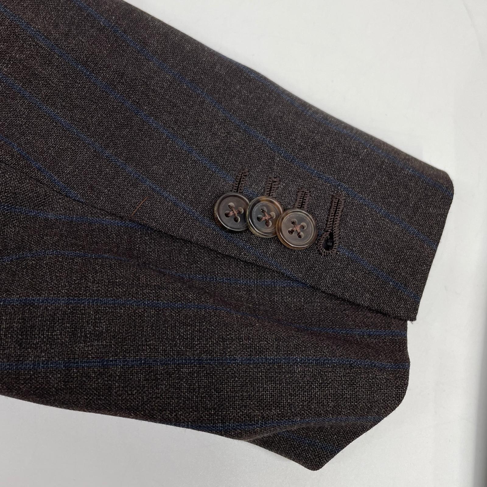 Belvest 贝尔维斯特 【Barneys New York特别定制】深棕色羊毛条纹SUPER 140S三扣西服套装 西服套装
