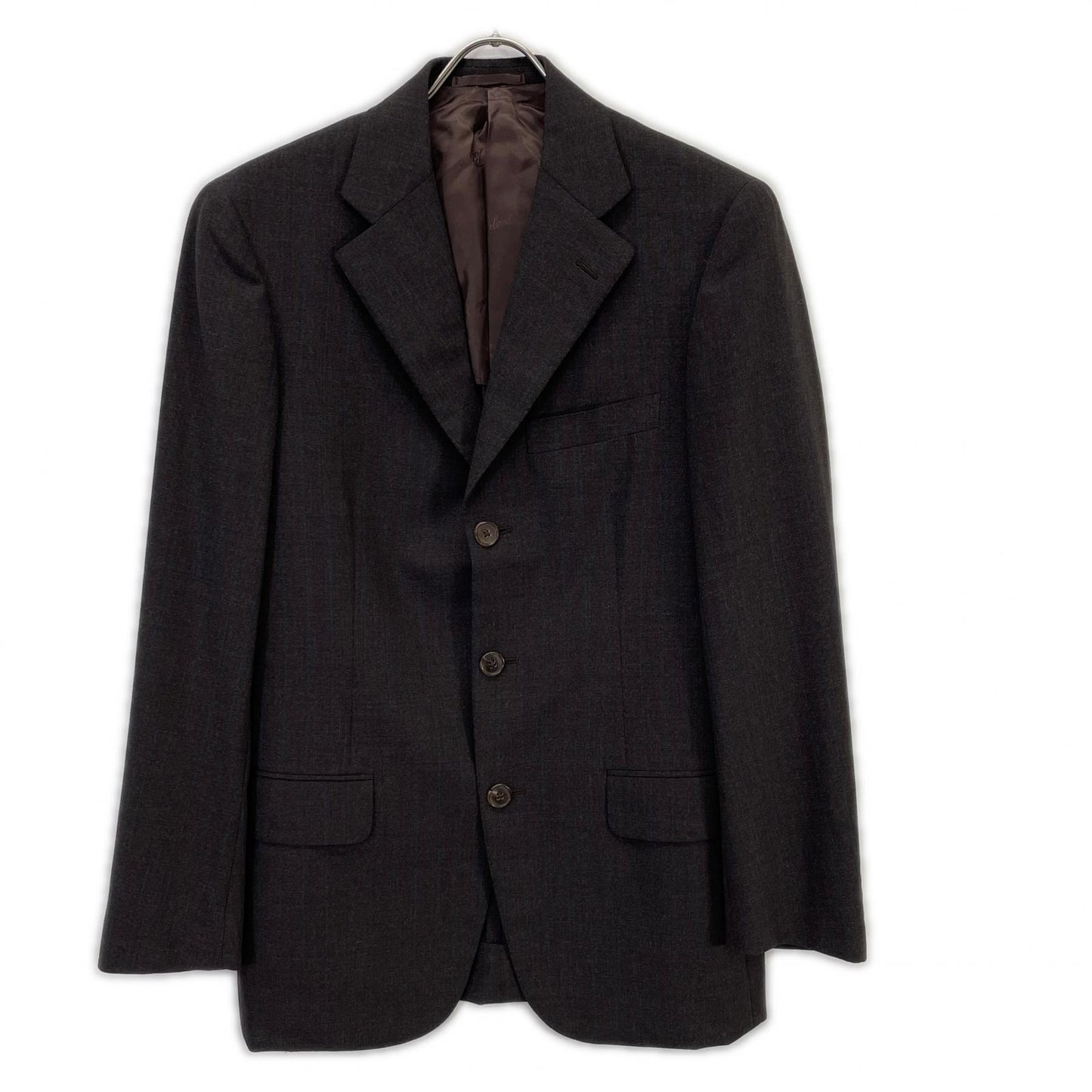 Belvest 贝尔维斯特 【Barneys New York特别定制】深棕色羊毛条纹SUPER 140S三扣西服套装 西服套装