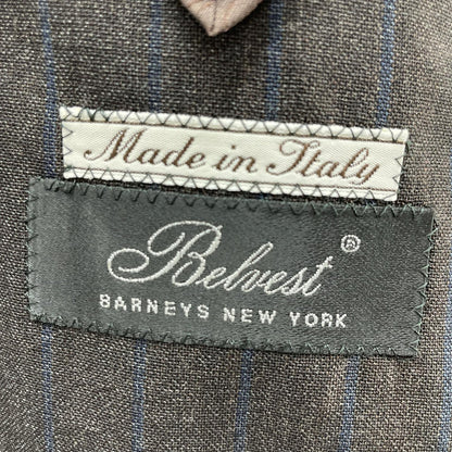 Belvest 贝尔维斯特 【Barneys New York特别定制】深棕色羊毛条纹SUPER 140S三扣西服套装 西服套装