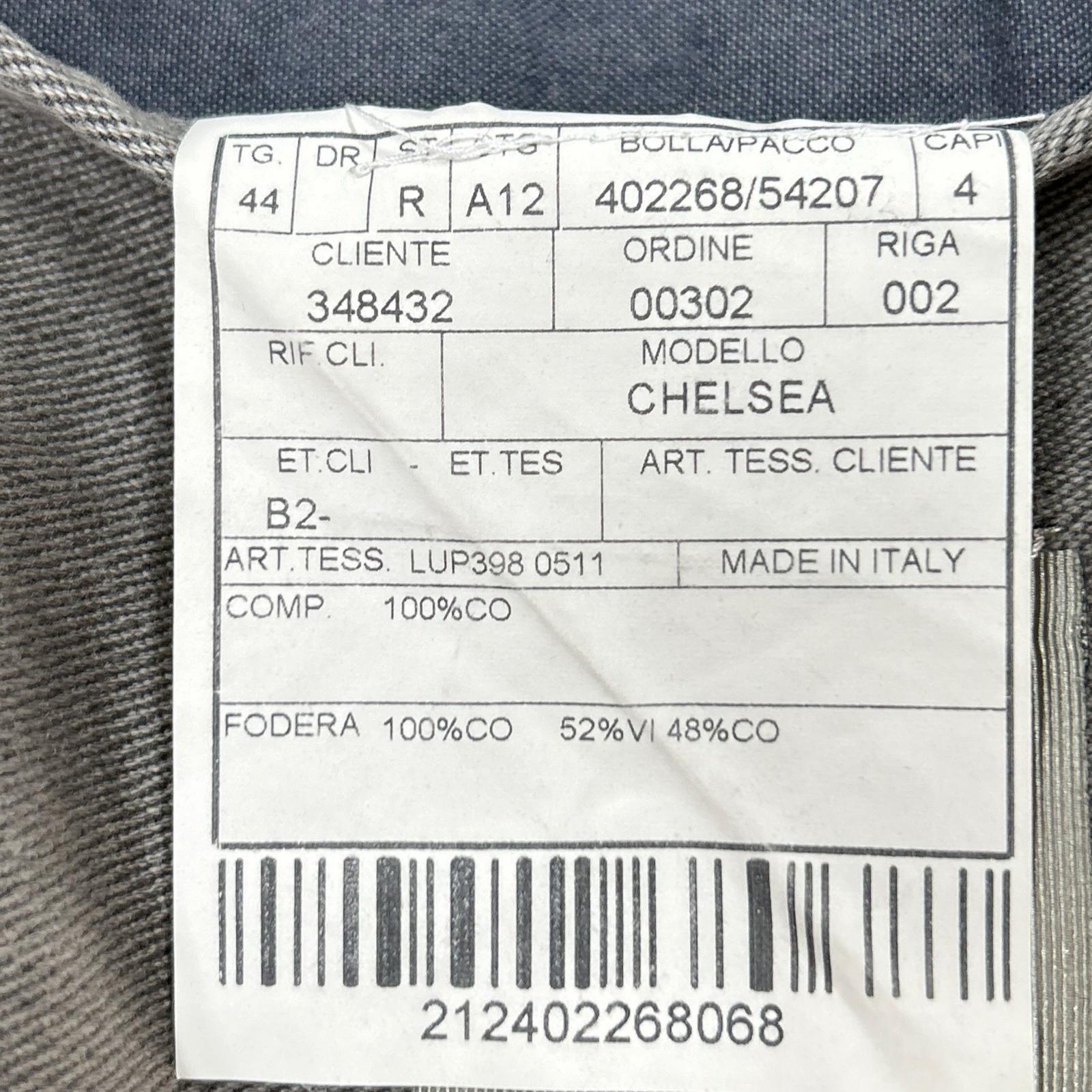 GRAY ITALIAN COTTON CHELSEA 2B SAFARI JACKET 44 MEN