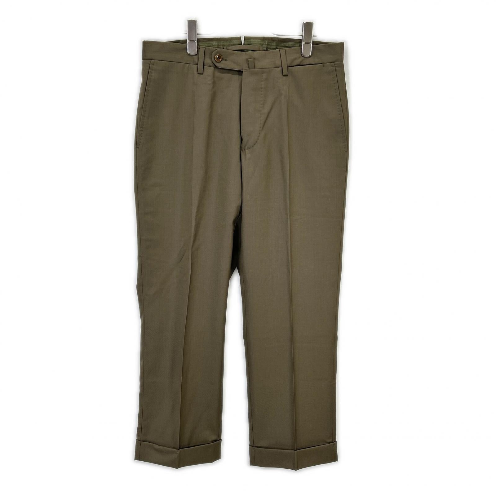 Olive Green Wool SUPER 150'S Standard Fit Slacks Bottoms 32 Men's