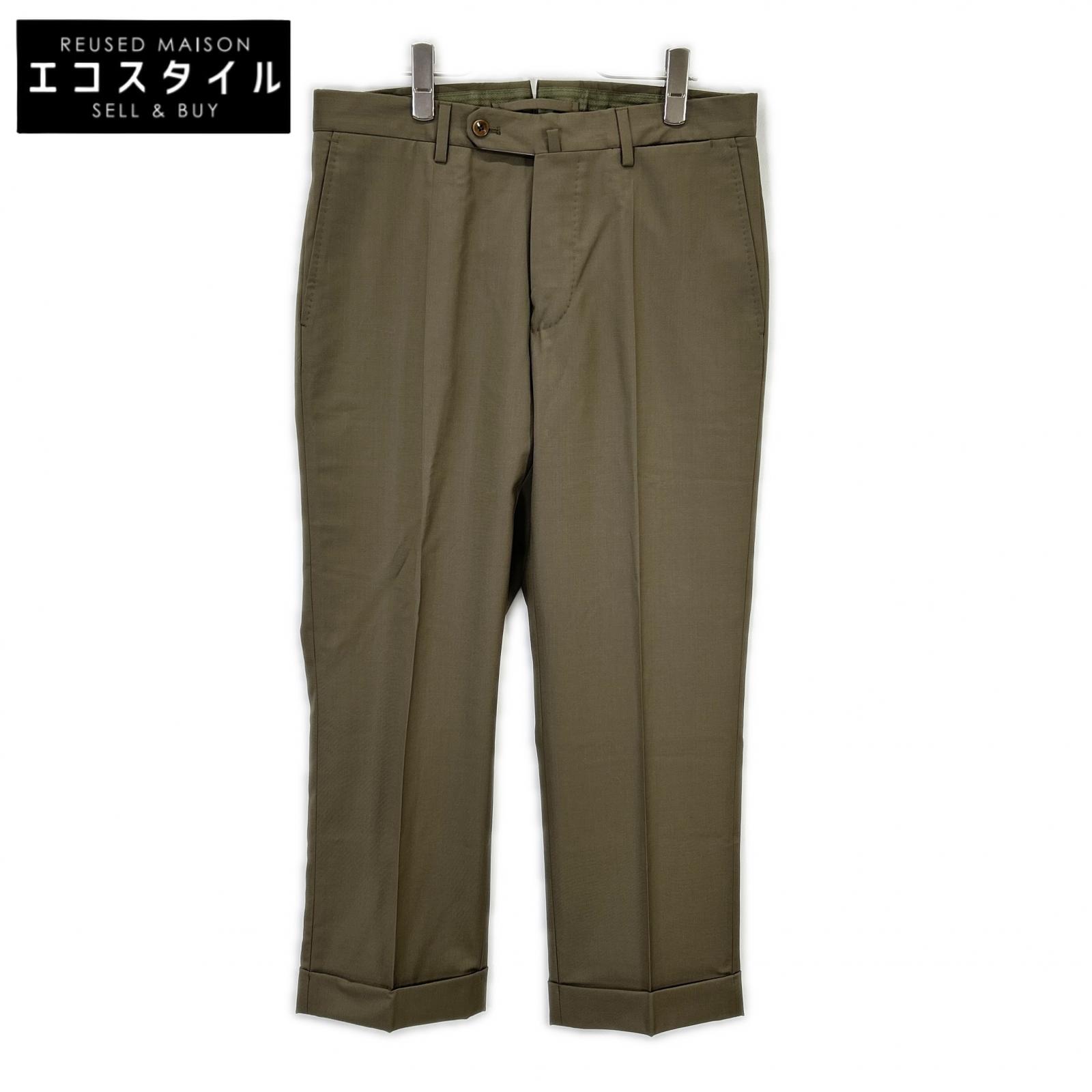 Olive Green Wool SUPER 150'S Standard Fit Slacks Bottoms 32 Men's