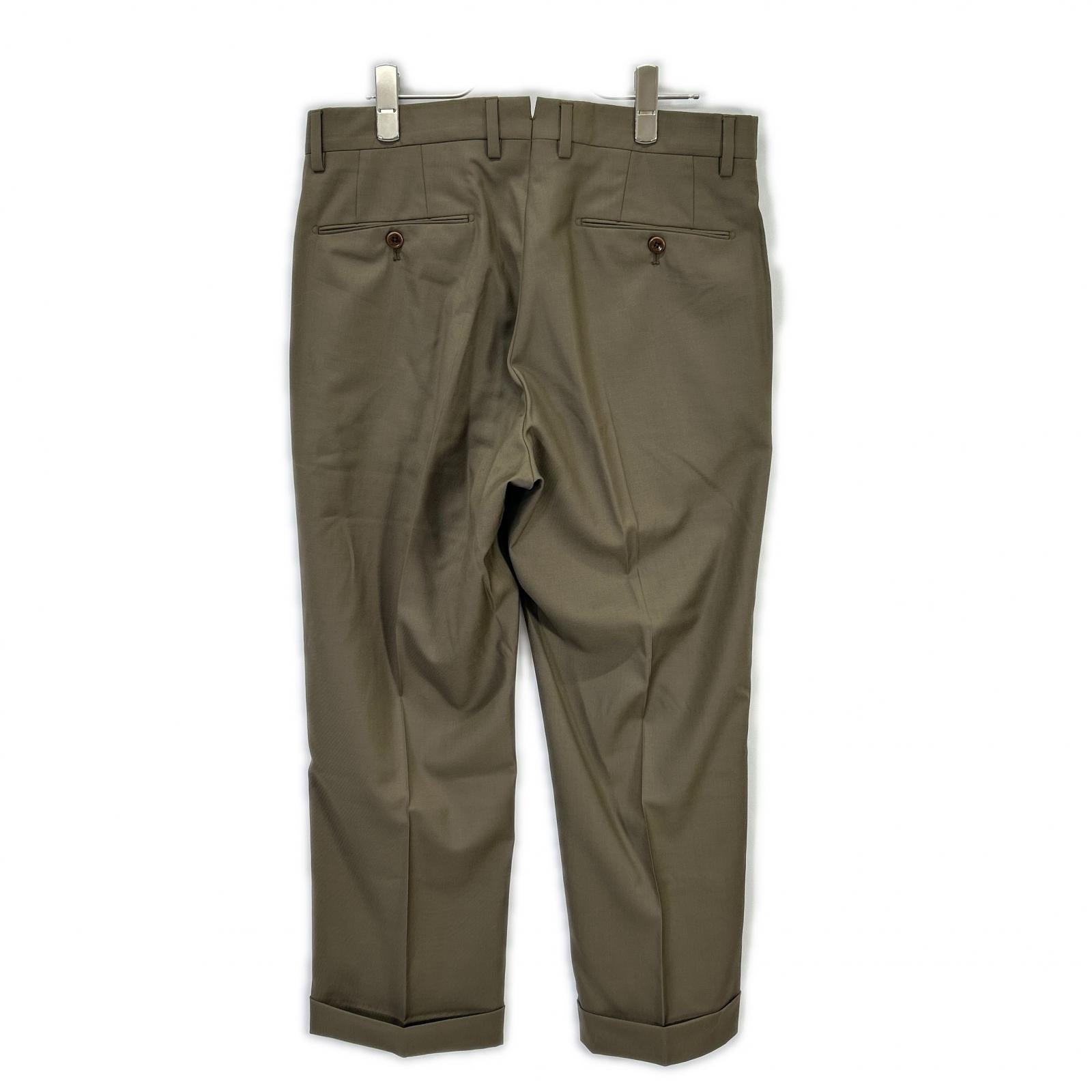 Olive Green Wool SUPER 150'S Standard Fit Slacks Bottoms 32 Men's