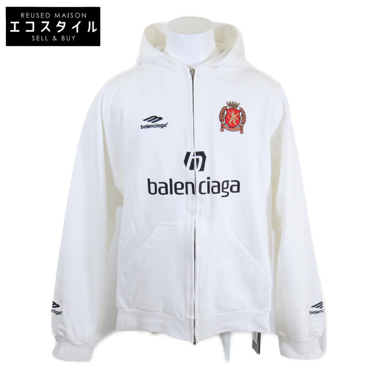BALENCIAGA バレンシアガ 【新品同様/国内正規/23年製】744457 Soccer Paris Zip-Hoodie ジップアップ パーカー トップス