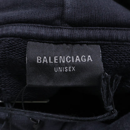 BALENCIAGA 【As new/Domestic regular/24 production】783397 Front Logo Frayed Distressed Pullover Cropped Hoodie Top