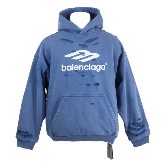 BALENCIAGA バレンシアガ 【新品同様/国内正規/24年製】818598 デストロイ加工 レイヤードミディアムフィット パーカー トップス