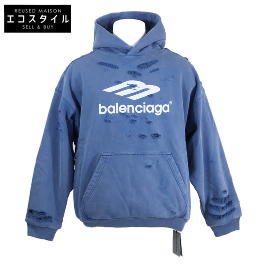BALENCIAGA バレンシアガ 【新品同様/国内正規/24年製】818598 デストロイ加工 レイヤードミディアムフィット パーカー トップス