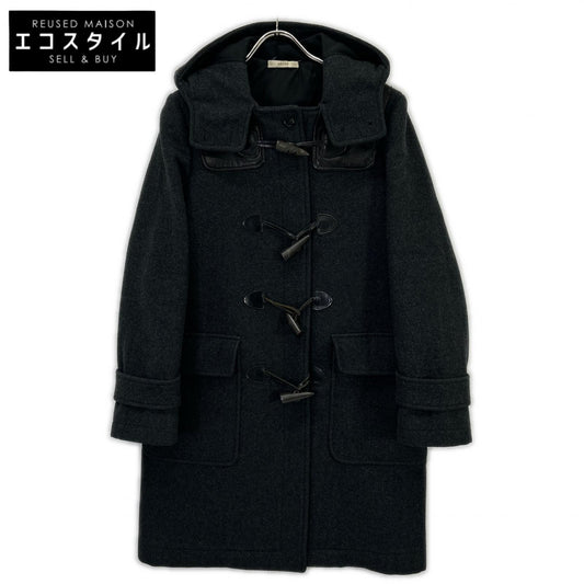 CELINE セリーヌ フィービー期 28G944154 チャコールグレー ウール×ラムスキン フーデッドダッフルコート コート
