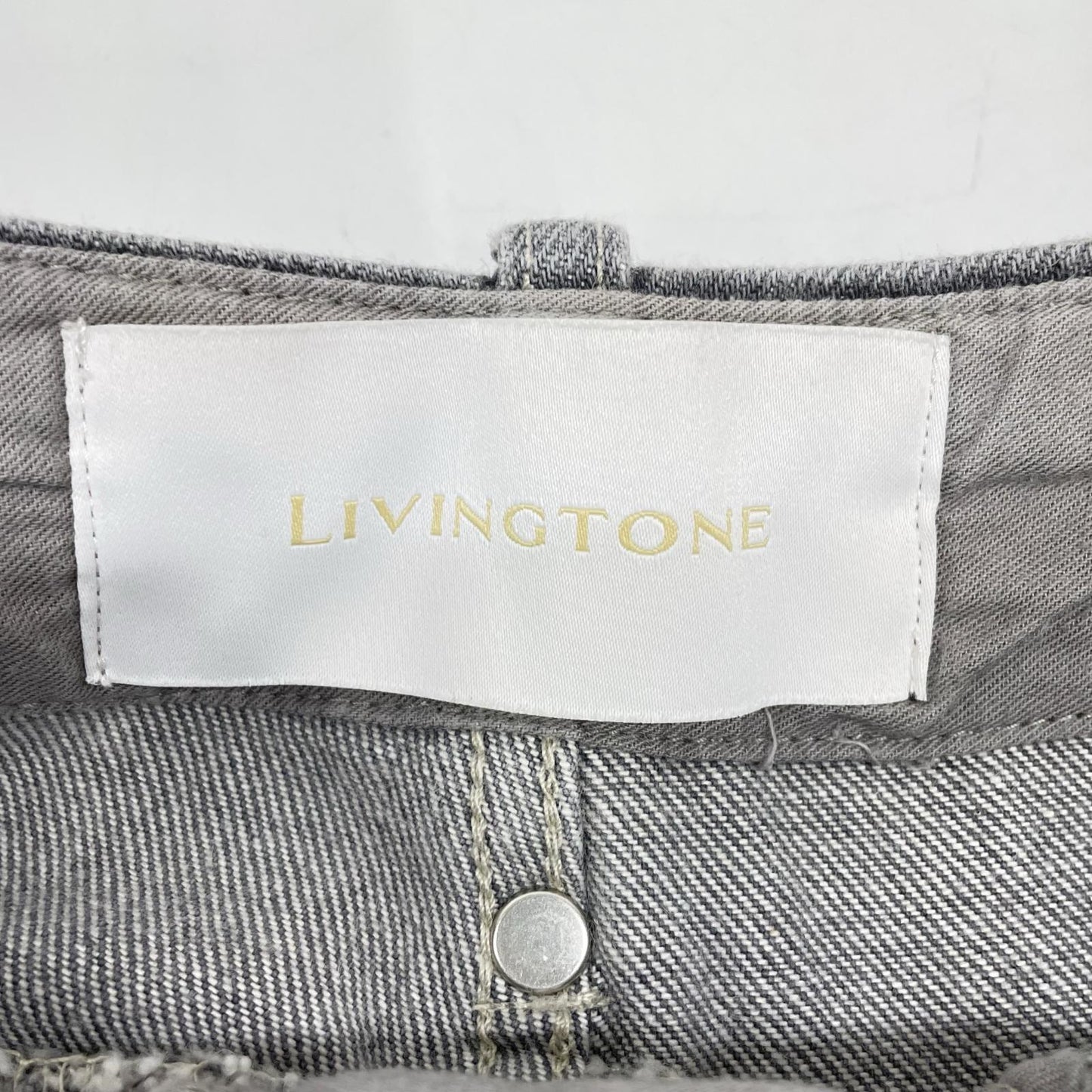 LIVINGTONE LT-NAJA-06 灰色 裂缝疯马纹高腰牛仔裤 下装