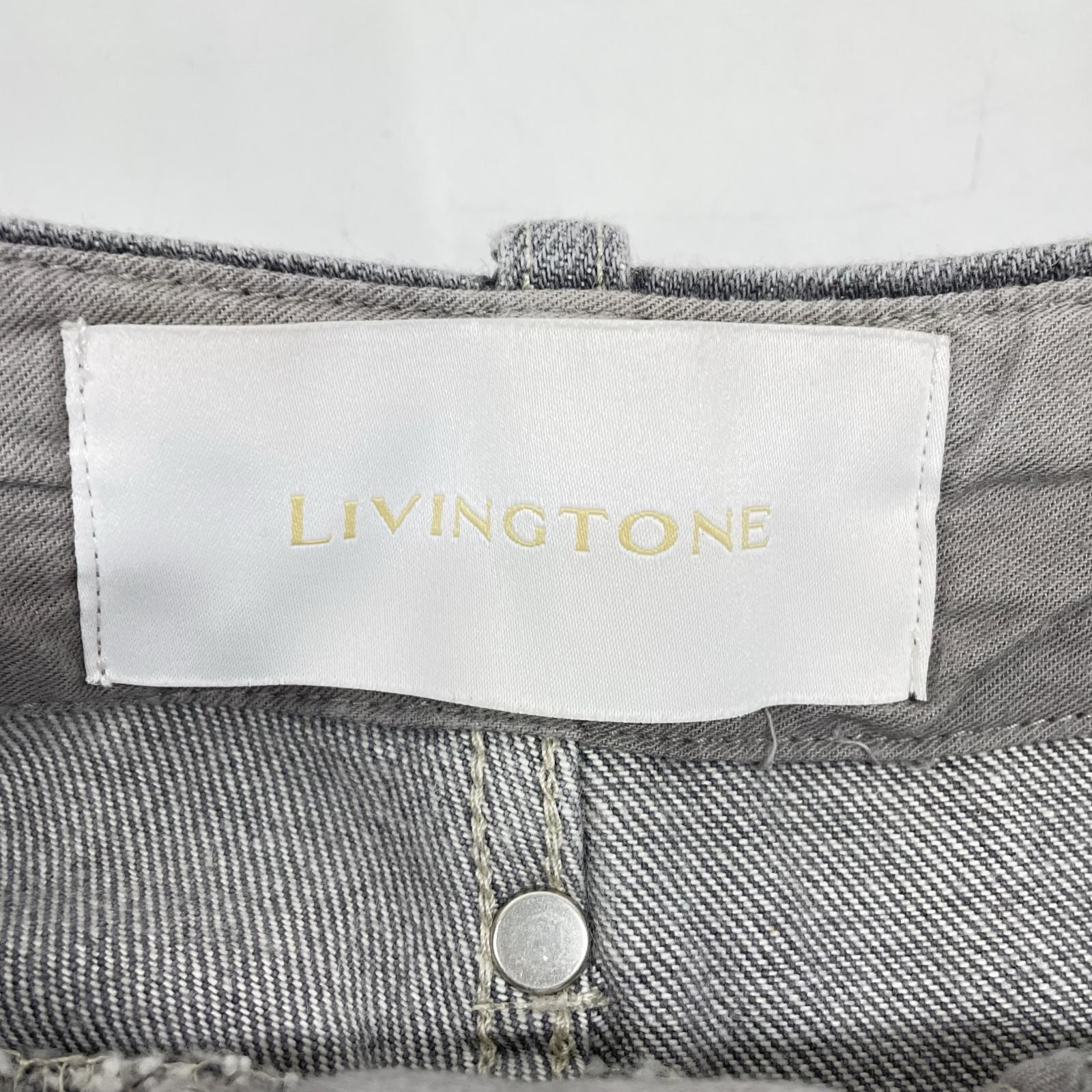 LIVINGTONE LT-NAJA-06 灰色 裂缝疯马纹高腰牛仔裤 下装