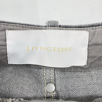 LIVINGTONE LT-NAJA-06 灰色 裂缝疯马纹高腰牛仔裤 下装
