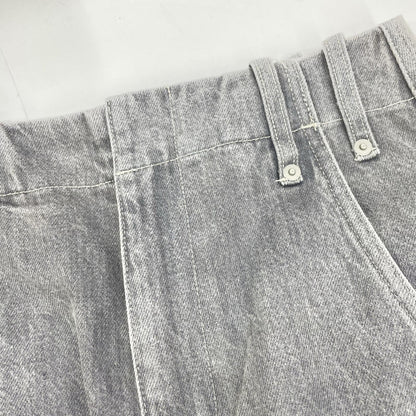 LIVINGTONE LT-NAJA-06 灰色 裂缝疯马纹高腰牛仔裤 下装