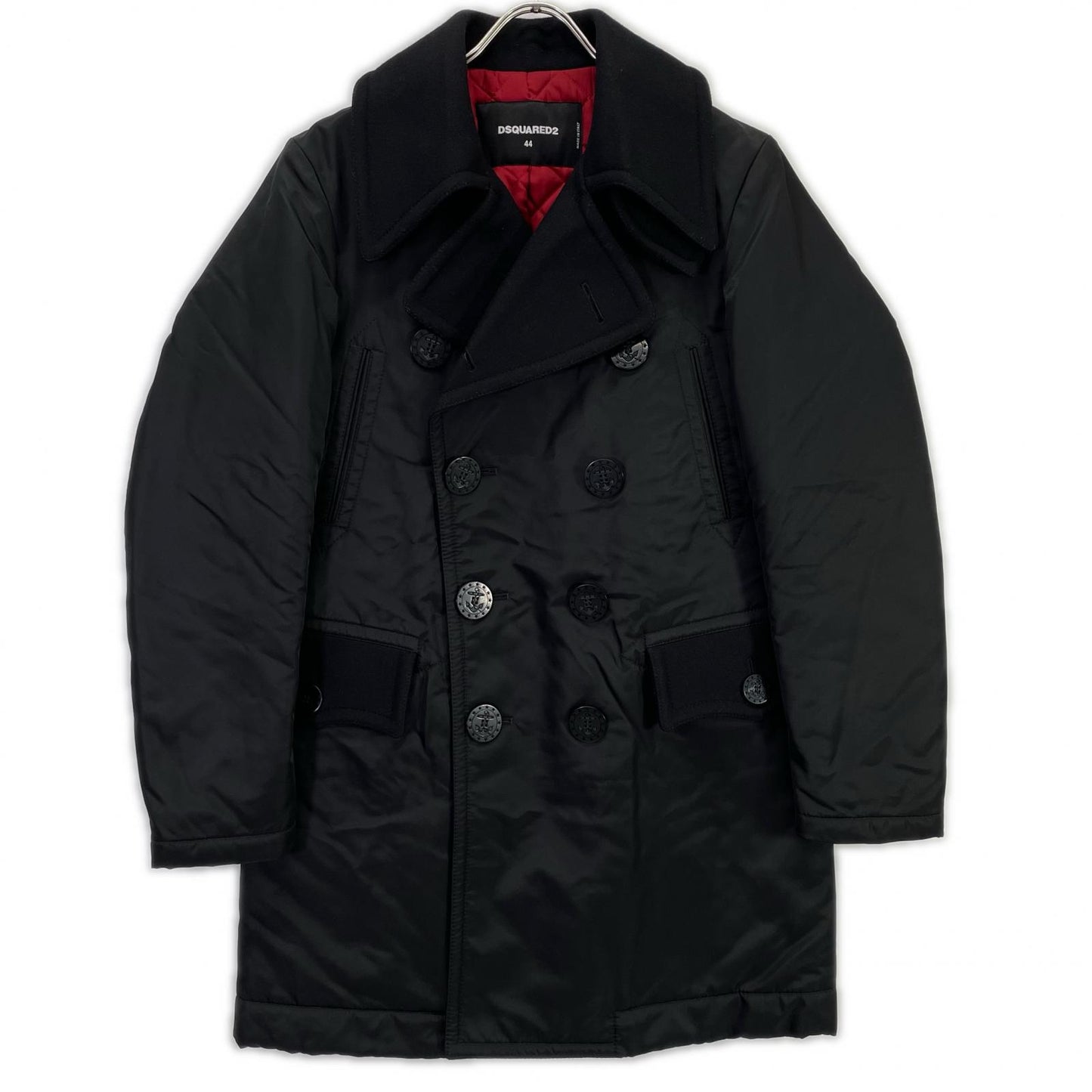 71AA028135411 Black Nylon Trench Coat 44 Men's