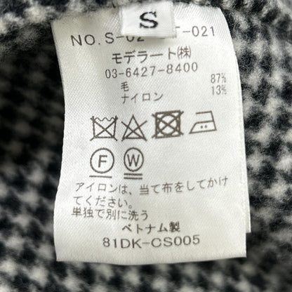 S-02-CT-021 ﾌﾞﾗｯｸ×ﾎﾜｲﾄ 千鳥格子ｳｰﾙﾘﾊﾞｰﾛｰﾌﾞｺｰﾄ コート S レディース