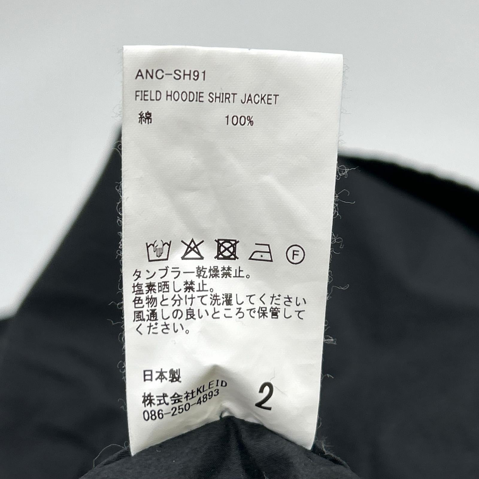 ANCELLM アンセルム 26SS ANC-SH91 黑色 HOODED FIELD SHIRT JACKET 连帽野战衬衫夹克