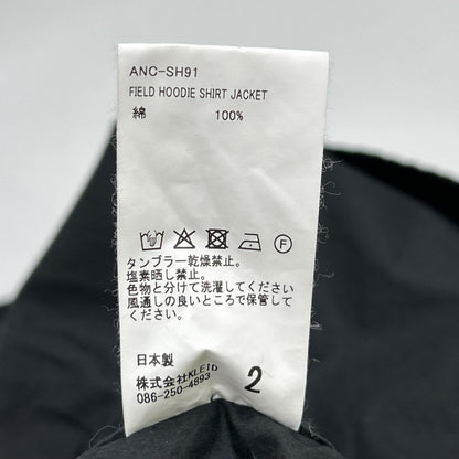 ANCELLM アンセルム 26SS ANC-SH91 黑色 HOODED FIELD SHIRT JACKET 连帽野战衬衫夹克