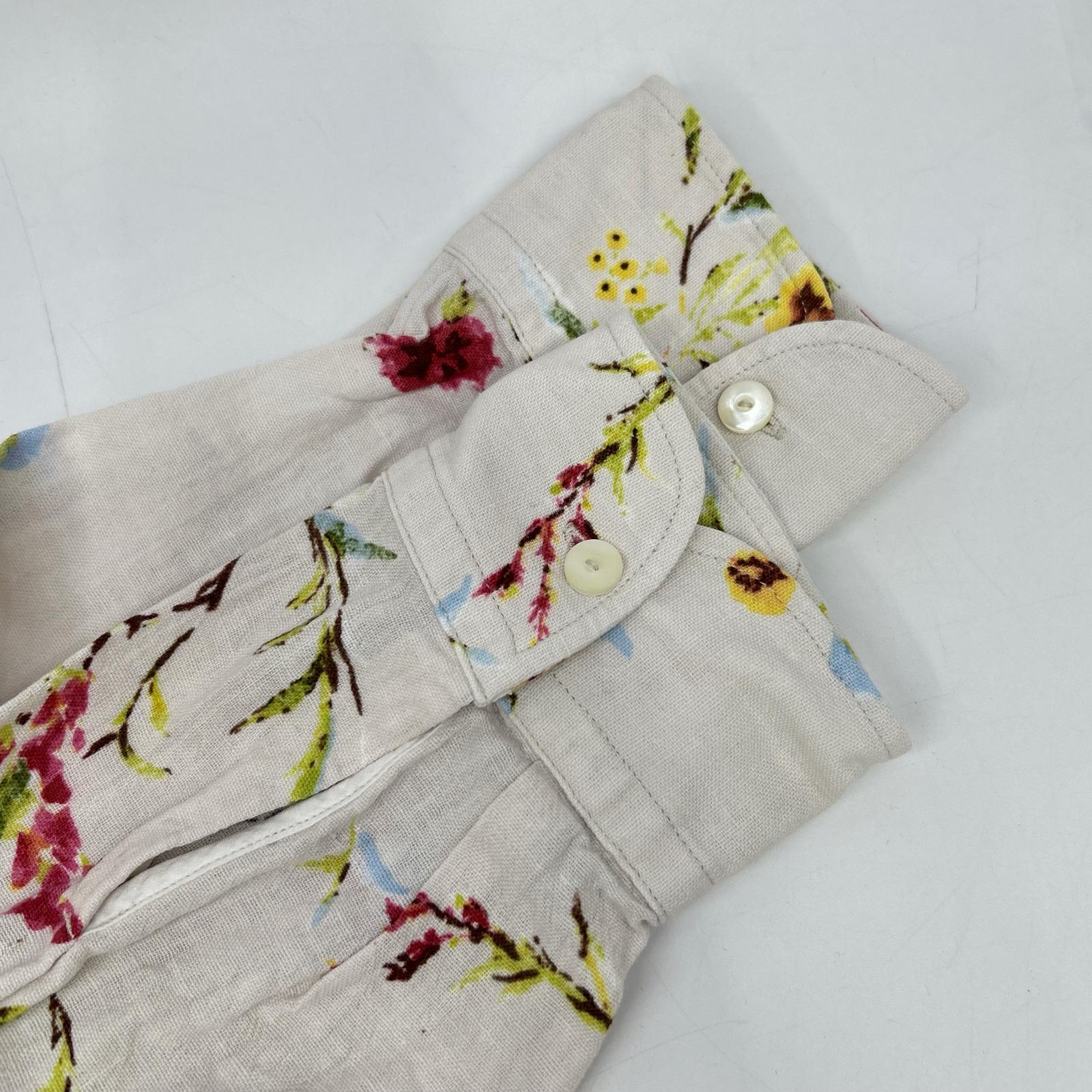 45R 70130274 White Indian Khadi Harunototonari Printed Ocean Tuck Blouse Top