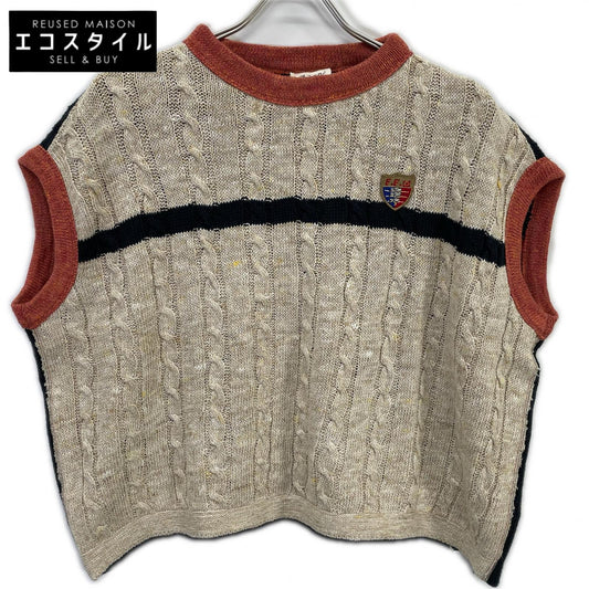 45R 70280081 Linen Ramie Tricolor Knit Vest with Applique Vest