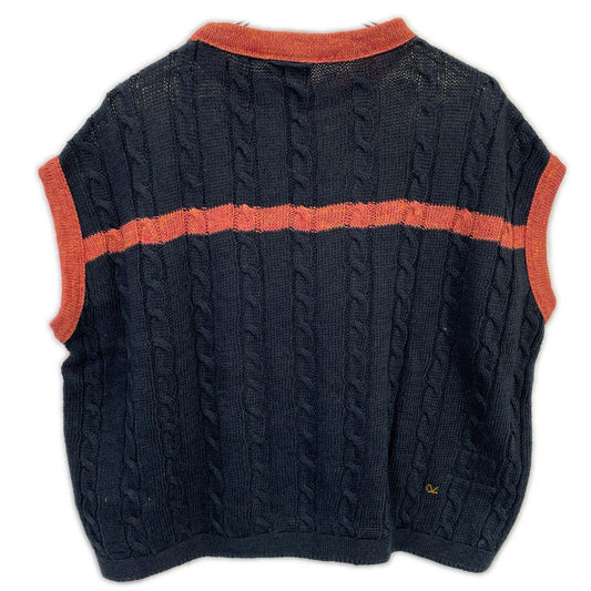 45R 70280081 Linen Ramie Tricolor Knit Vest with Applique Vest